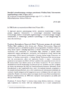 Minutes of the Eighty-Sixth Session of the Great Council of the Jagiellonian University of 29 July 1831