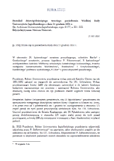 Minutes of the Ninety-Third Session of the Great Council of the Jagiellonian University of 21 December 1831