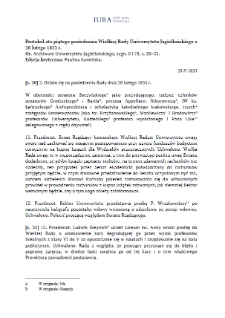 Protok&oacute;ł sto piątego posiedzenia Wielkiej Rady Uniwersytetu Jagiellońskiego z 28 lutego 1833 r.