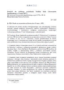 Protok&oacute;ł sto si&oacute;dmego posiedzenia Wielkiej Rady Uniwersytetu Jagiellońskiego z 18 maja 1833 r.